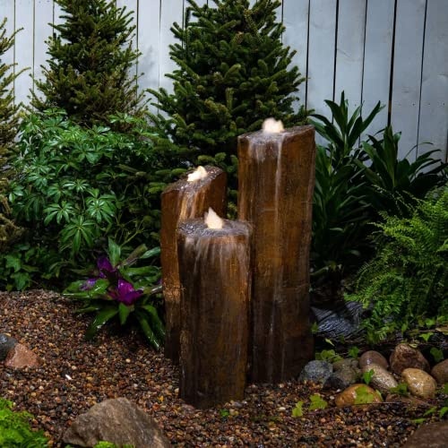 Aquascape Faux Basalt Column Landscape Fountain Kit with AquaBasin and Pump, Set of 3 Columns, 78366