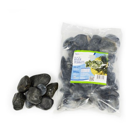 DECORATIVE RIVER PEBBLES - BLACK 22 LB / 10 KG BAG