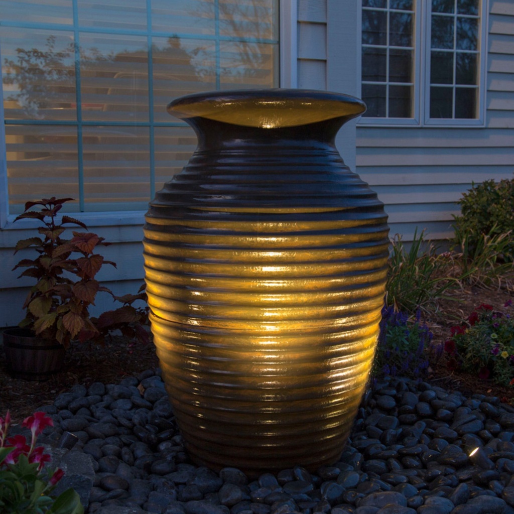 Aquascape Landscape Scalloped Urn Fountain  Resin  Brown